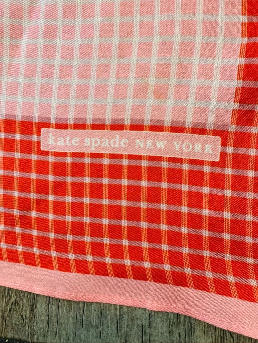 Kate Spade Petite Windowpane Block Bandana Scarf - Red and Pink